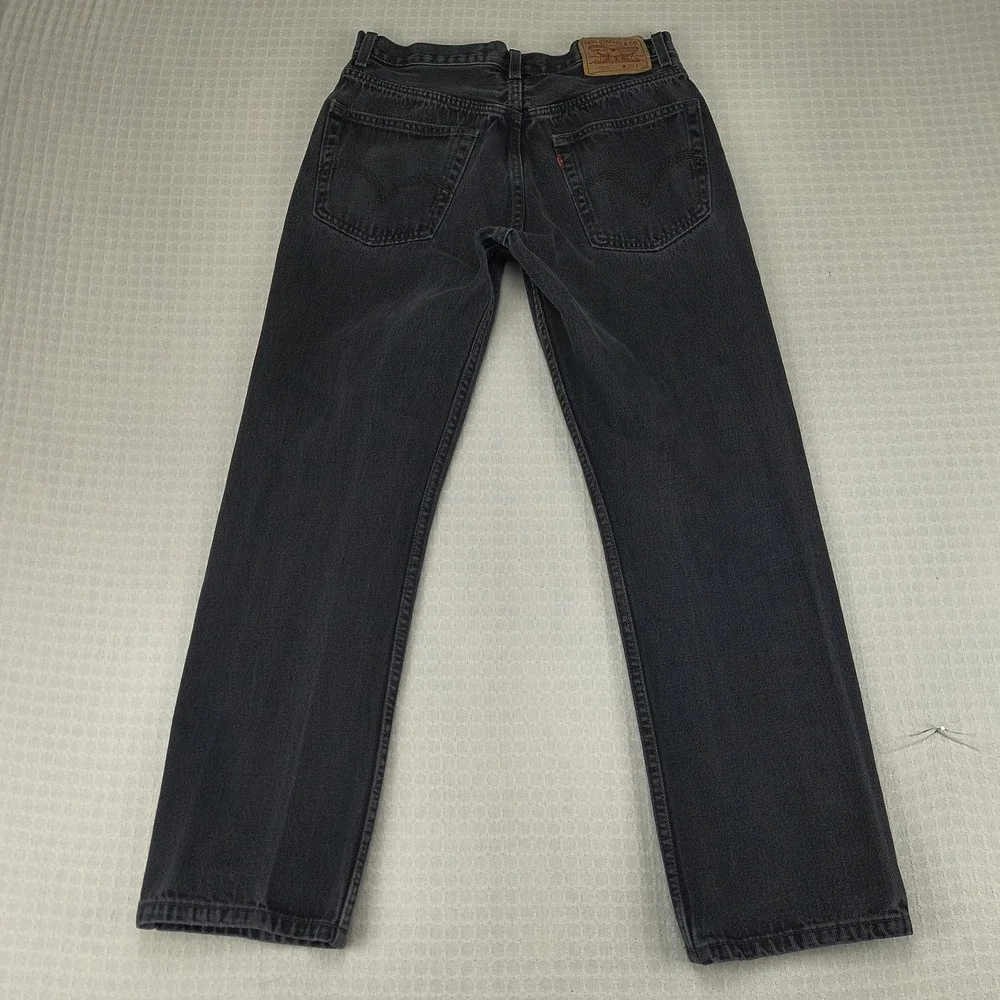 Levis 505 Regular Fit Mens Black Denim Jeans Straight Leg 32x30 100% Cotton‎